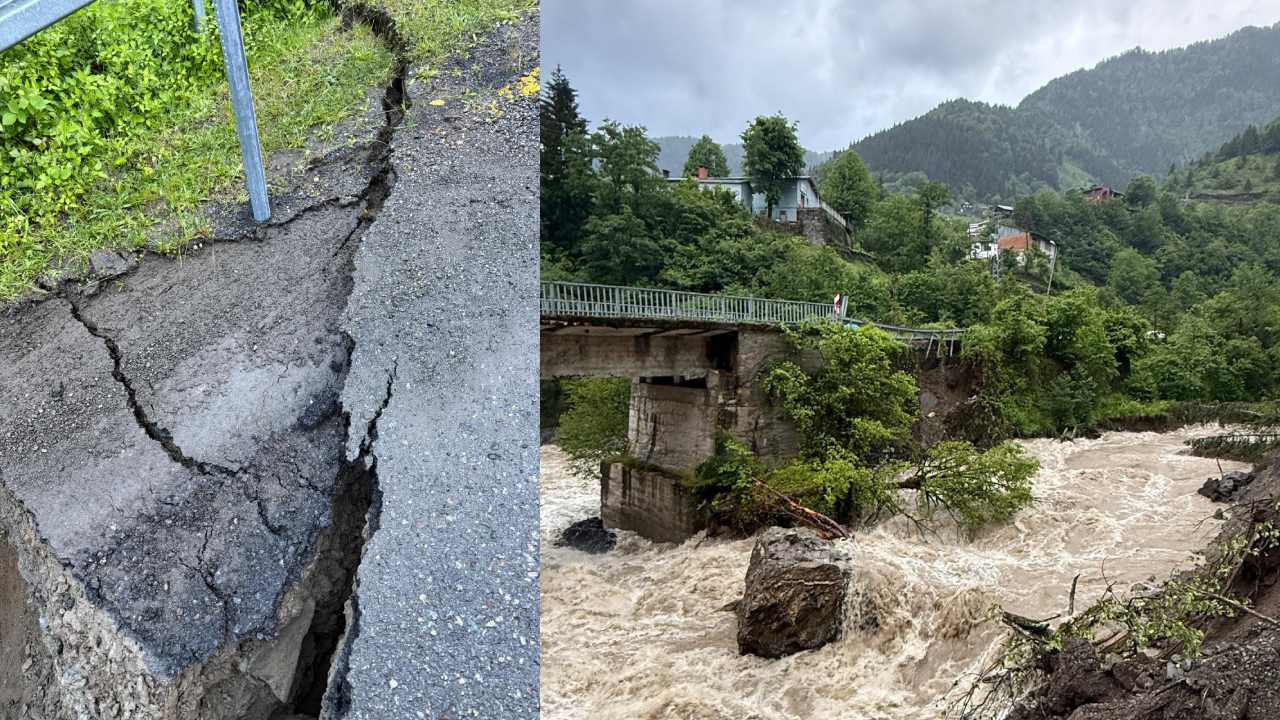 Artvin’de sağanak dereyi taşırdı, 5 köyün yolu zarar gördü