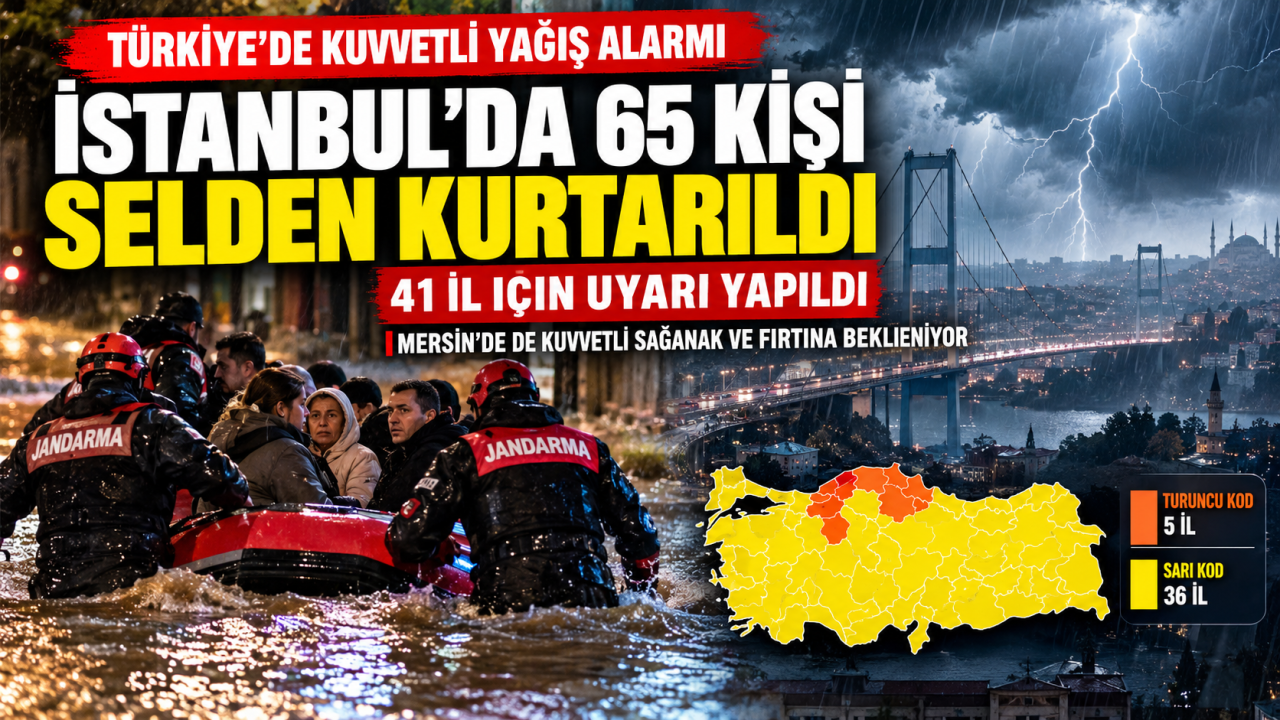 Türkiye’de Kuvvetli Yağış Alarmı: İstanbul’da 65 Kişi Kurtarıldı, Mersin için de Uyarı